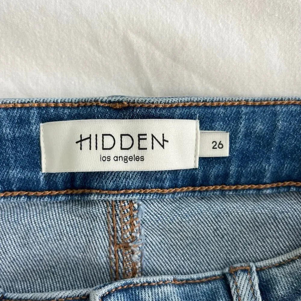 Hidden Los Angeles Happi Crop Light Wash Crop Flare Denim Jeans, Size 26 - Picture 9 of 12